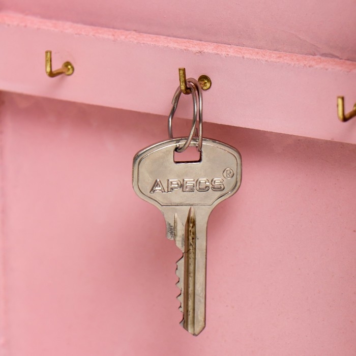 Ключница дерево Ключница дерево "Сердечко на бантике" розовая 26,5х21х6,5 см