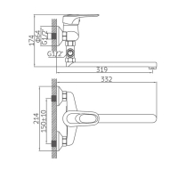 Cмеситель для ванны Accoona A7030, однорычажный, с душевым набором, латунь, хром Cмеситель для ванны Accoona A7030, однорычажный, с душевым набором, латунь, хром