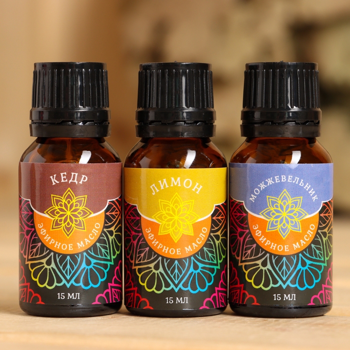 Набор эфирных масел Набор эфирных масел "Детокс" кедр, лимон, можжевельник 3х15 мл