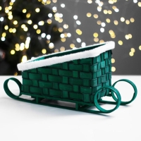 Кашпо «Сани», зелёное, 23×13,5×10,5/16,5 см, шпон Кашпо «Сани», зелёное, 23×13,5×10,5/16,5 см, шпон