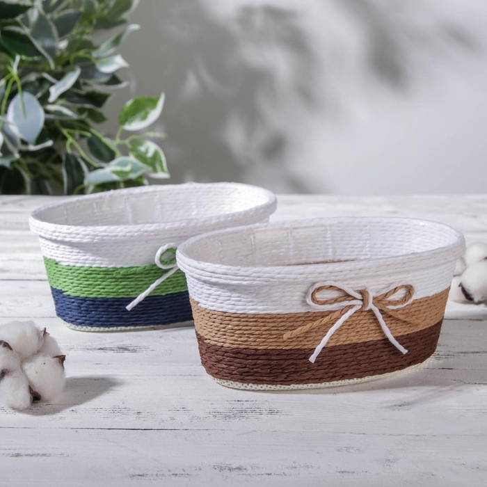 Кашпо для цветов плетёное &laquo;Бантик&raquo;, 19,5&times;12&times;8,5 см, овал, цвет МИКС