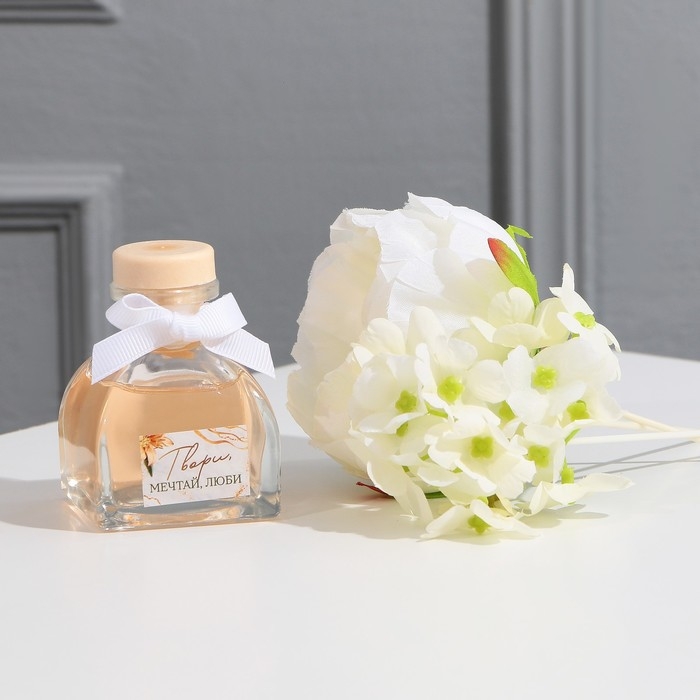 Диффузор ароматический в наборе с декором &laquo;Твори, мечтай, люби&raquo;, аромат жасмин, 50 мл.