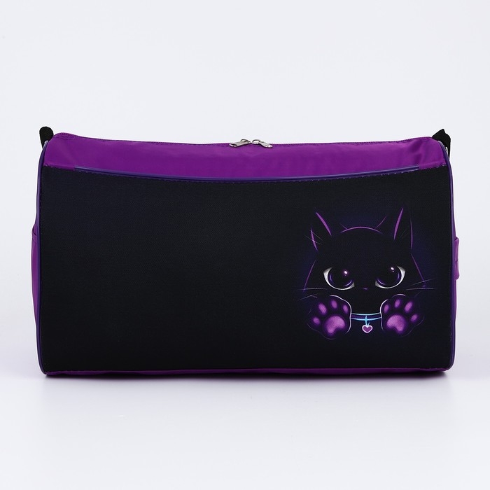 Сумка детская спортивная &laquo;Котик&raquo;, 40х21х24см, цвет чёрный, фиолетовый