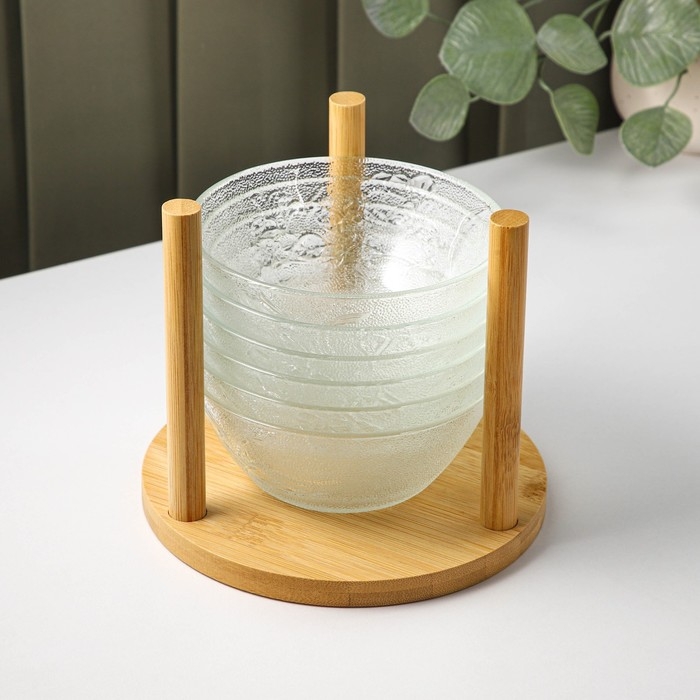 Набор стеклянных салатников на подставке «Вирго», 330 мл, d=12,5 см, 6 шт Набор стеклянных салатников на подставке «Вирго», 330 мл, d=12,5 см, 6 шт