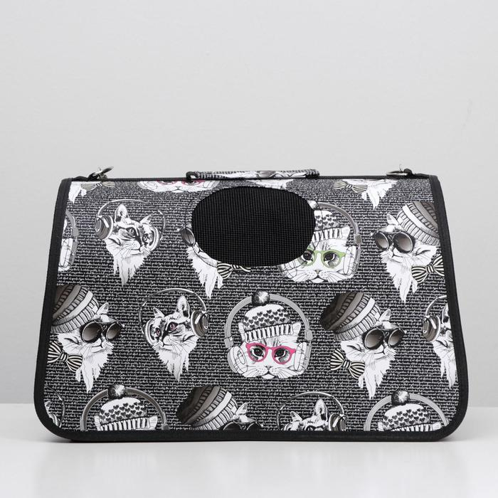 Сумка - переноска для животных "Зимние коты", размер M, 40 х 21 х 27 см