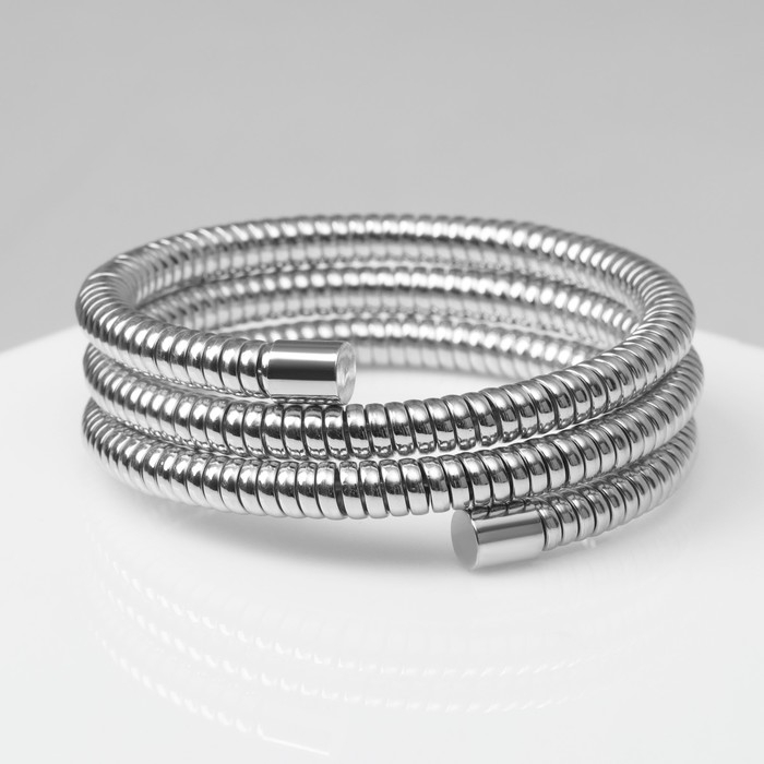 Браслет-пружинка &laquo;Рельеф&raquo; 3 ряда, цвет серебро, d=6,5 см