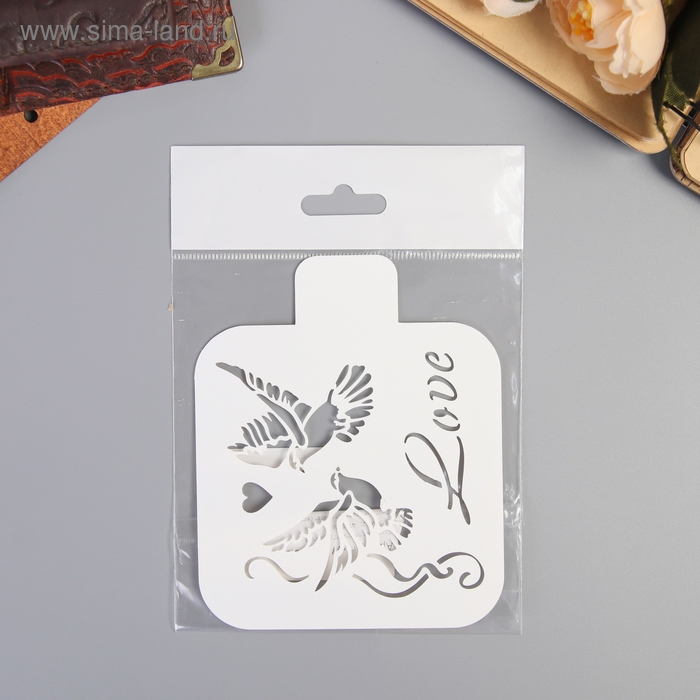 Трафарет пластик Трафарет пластик "Голуби"9х9 см
