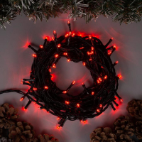 Гирлянда &laquo;Нить&raquo; 10 м, IP44, тёмная нить, 100 LED, свечение красное, 8 режимов, 220 В