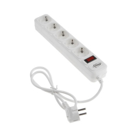 Сетевой фильтр Luazon Lighting, 5 розеток, 1.0 м, 2200 Вт, 3 х 0.75 мм2, 10 A, 220 В, белый