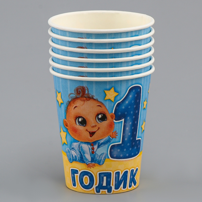 Набор бумажной посуды  "1 годик" малыш   6 тарелок,6 стаканов