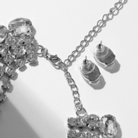 Набор 2 предмета; серьги, колье &laquo;Вечерний&raquo; 4 ряда, цвет белый в серебре