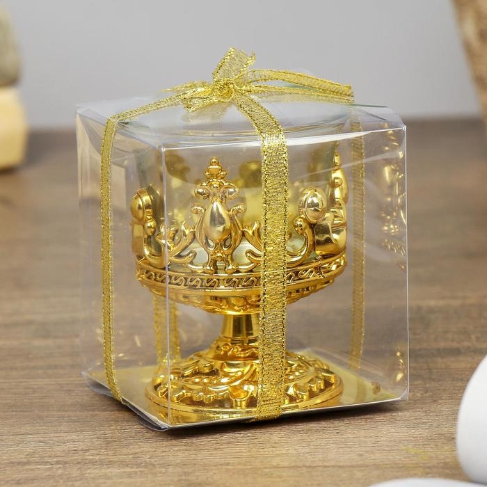 Подсвечник стекло, пластик на 1 свечу Подсвечник стекло, пластик на 1 свечу "Вьюнок" бокал на ножке золото 7,5х6х6 см