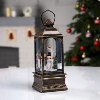 Светодиодная фигура &laquo;Фонарь со снеговиком&raquo; 7.8 &times; 19.5 &times; 7.8 см, пластик, батарейки ААх3 (не в комплекте), USB, свечение тёплое белое