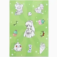 Наклейки детские, раскраска, 3 листа, А5 &laquo;Аниме&raquo;