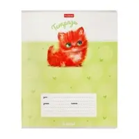 Тетрадь 12л кл "Кошарики",  на скобе, обл мел карт, скругл углы