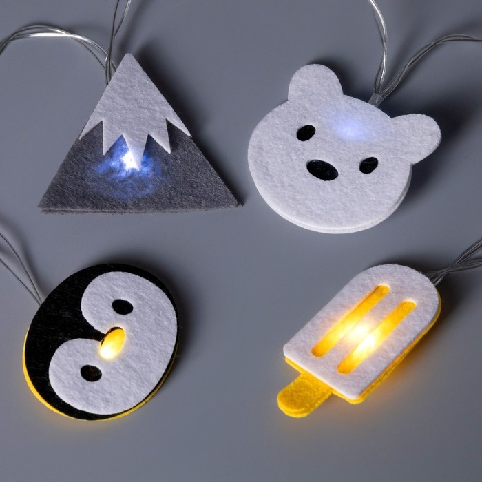 Гирлянда &laquo;Нить&raquo; 1.35 м с насадками &laquo;Эскимо&raquo;, IP20, прозрачная нить, 10 LED, батарейки AAх2 (нет в комплекте), свечение белое