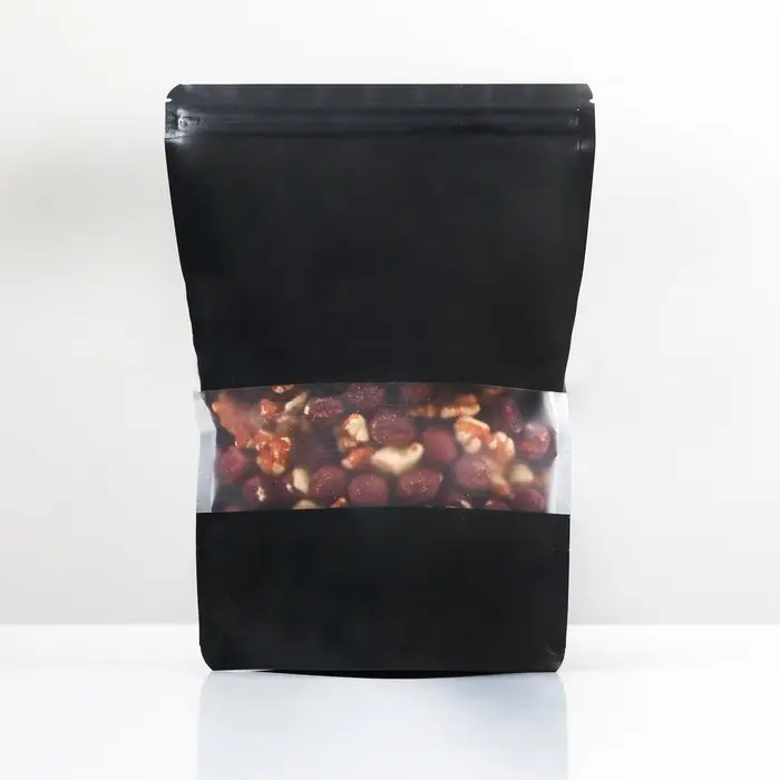 Пакет дой - пак, матовый, чёрный с окном, 14&times;20&times;4 см