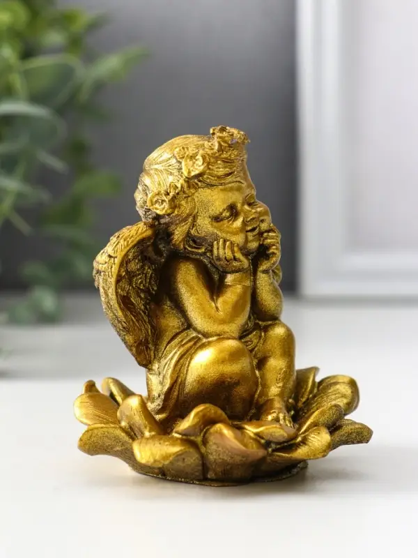 Фигура &laquo;Ангел на цветке&raquo;, 8.5&times;7.5&times;7 см, золото