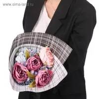 Бумага упаковочная крафт цветная двухсторонняя &laquo;Трендовая клетка&raquo;, 50 х 70 см