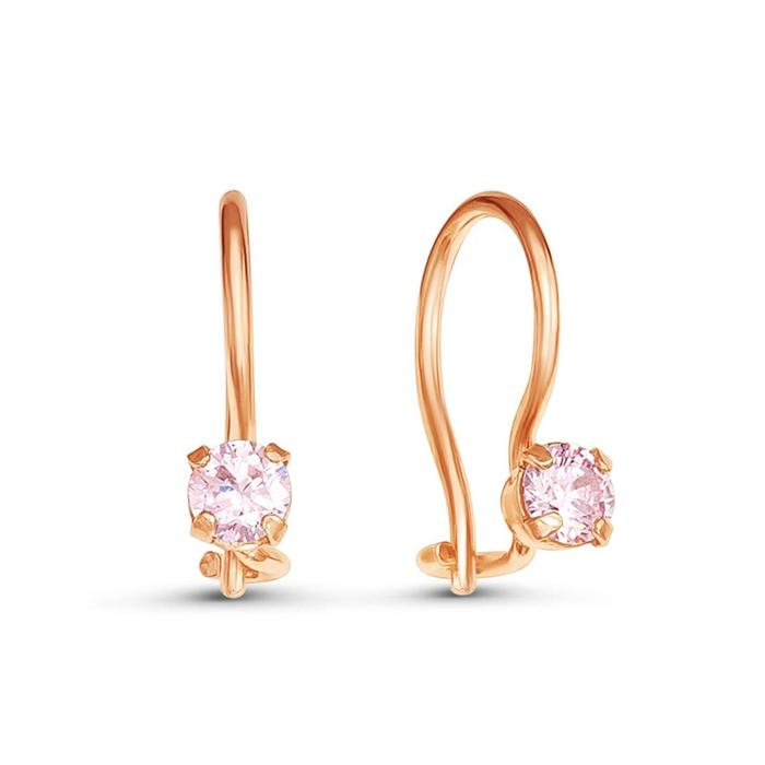 Серьги детские &laquo;Крошка&raquo;, розовое золочение, цвет розовый