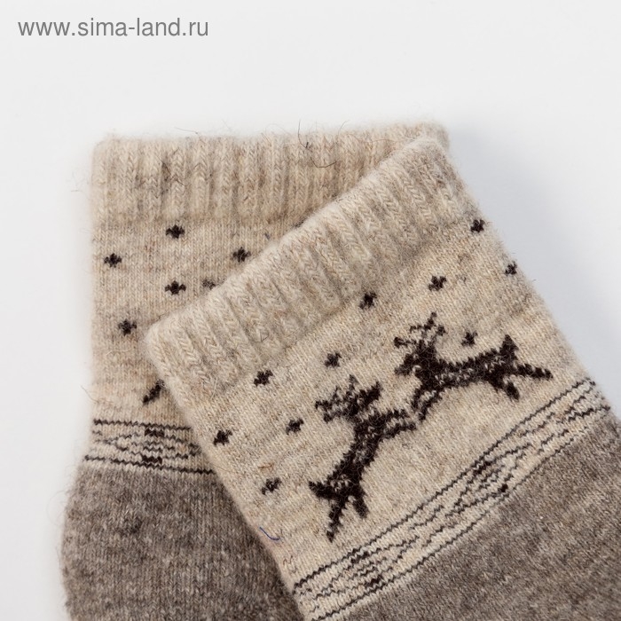 Носки детские из монгольской шерсти "Олени", цвет серый, размер 12-14 см (2)