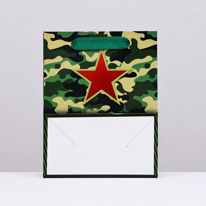 Пакет подарочный ламинированный вертикальный &laquo;23 февраля&raquo;, 18&times;23&times;10 см