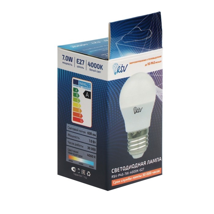 Светодиодная лампа RSV-P45-7W-4000K-E27