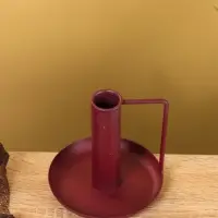 Подсвечник на 1 свечу текстурный с ручкой и блюдцем &laquo;Баклажан&raquo;, 10&times;10&times;9.5 +/- ,5 см