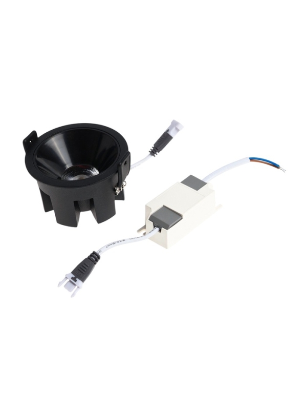 Светильник светодиодный встраиваемый, 12Вт, 4000К, с драйвером, D65, черный