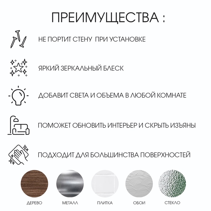 Зеркало настенное, наклейки интерьерные, зеркальные, декор на стену, панно d-20 см Зеркало настенное, наклейки интерьерные, зеркальные, декор на стену, панно d-20 см