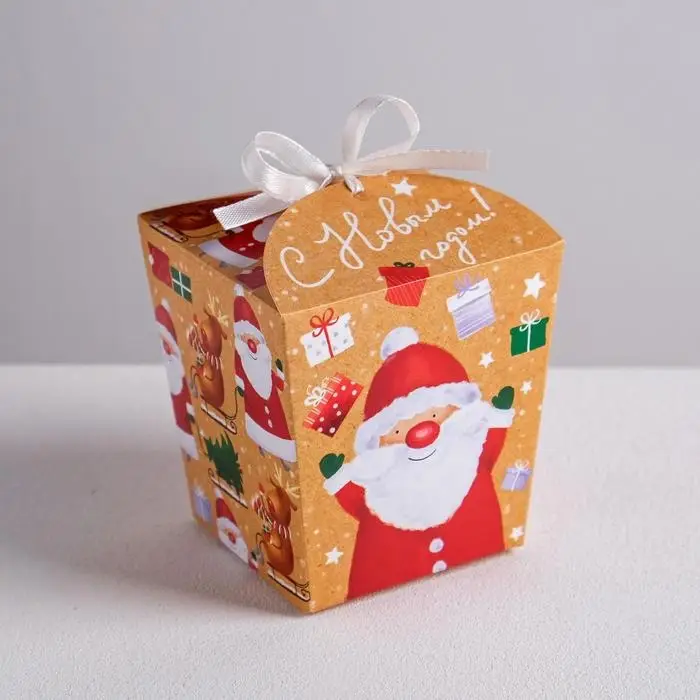 Бонбоньерка новогодняя &laquo;Санта&raquo;, 7,5 х 8 х 7,5 см, Новый год