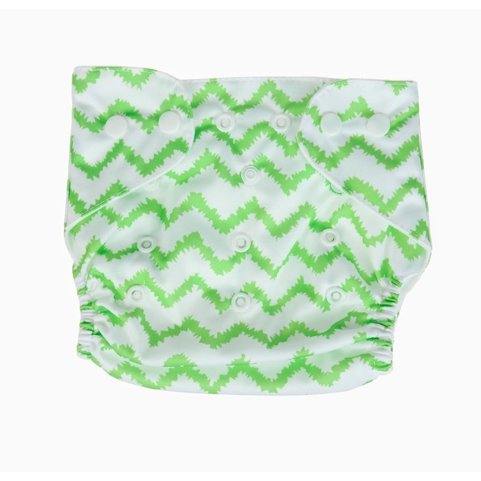 Многоразовый подгузник «Зигзаги», 3-15 кг, цвет зеленый, Крошка Я Многоразовый подгузник «Зигзаги», 3-15 кг, цвет зеленый, Крошка Я