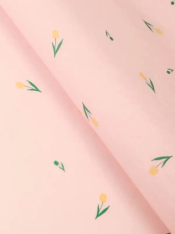 Бумага упаковочная тишью, &laquo;Цветы&raquo;, розовый, 50 см &times; 70 см 17 грамм