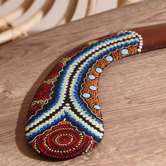 Сувенир &laquo;Бумеранг с точечной росписью&raquo;, натуральный, 38&times;9&times;1 см, МИКС