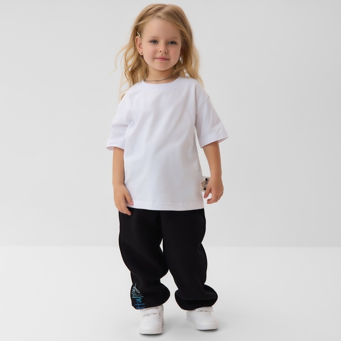 Брюки для девочки с начёсом MINAKU: Exclusive print, чёрные, Oversize рост 104 см Брюки для девочки с начёсом MINAKU: Exclusive print, чёрные, Oversize рост 104 см