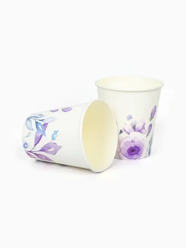 Стакан одноразовый бумажный &laquo;Сиреневые розы&raquo;, 250 мл