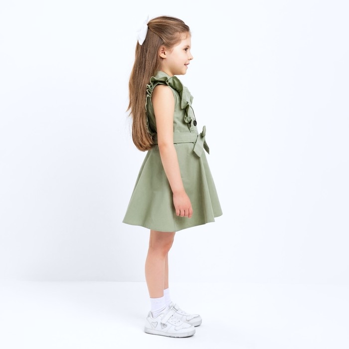 Платье детское двубортное KAFTAN, размер 30 (98-104 см), цвет оливковый Платье детское двубортное KAFTAN, размер 30 (98-104 см), цвет оливковый