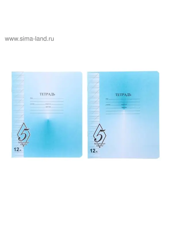 Тетрадь 12 листoв косая линейка &laquo;Великолепная пятёрка&raquo;, бумажная обложка, МИКС