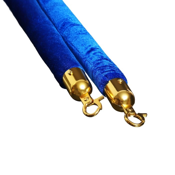 Канат бархатный оградительный, 1.5м, золотой наконечник, синий