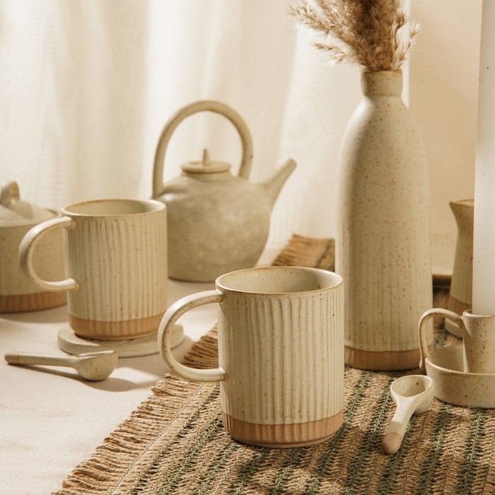 Набор кружек керамических SL Home &laquo;Виенто&raquo;, 350 мл, цвет бежевый