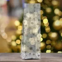 Пакет подарочный новогодний с жёстким дном 11&times;17&times;55 Серебристый &laquo;Снежинки&raquo;