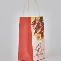 Пакет подарочный крафт &laquo;8 марта&raquo;, 12 &times; 21 &times; 9 см