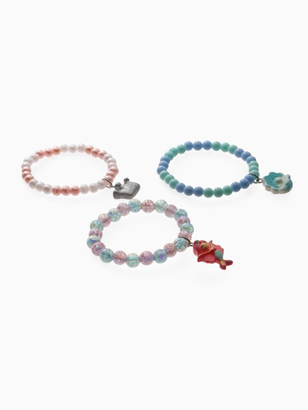 Браслет детский Браслет детский "Выбражулька" 3шт, сияние, русалка, корона, ракушка, цветной