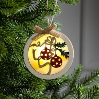 Ёлочная игрушка &laquo;Шар с веткой&raquo;, от батареек, свечение тёплое белое