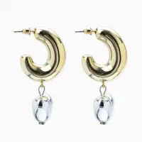 Серьги &laquo;Новый стиль. Сердечки&raquo;, d=3 см, цвет золото-серебристый