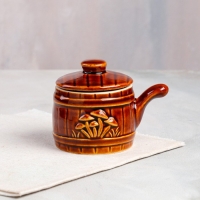 Кокотница с крышкой "Бочка", керамика, 0.2 л