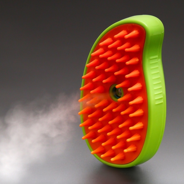 Паровая щетка-расческа для животных, с USB-зарядкой, зелёная