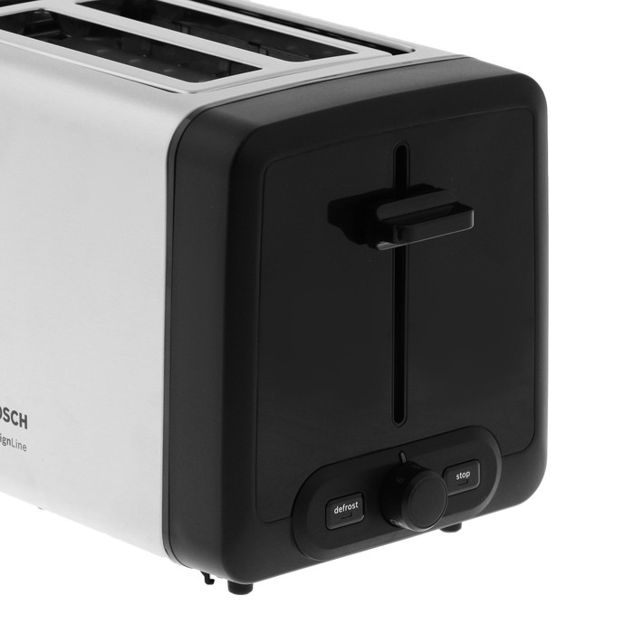 Тостер Bosch TAT4P420, 970 Вт, 6 режимов прожарки, 2 тоста, серебристо-чёрный