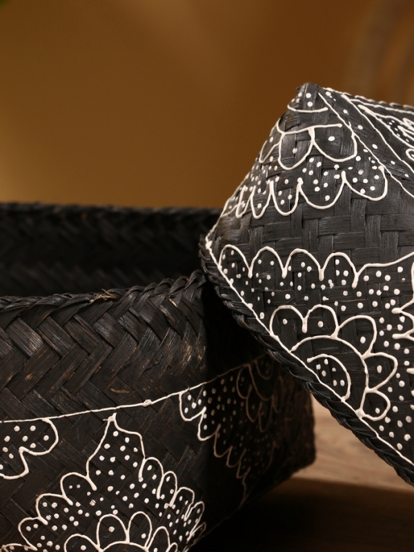 Корзинка плетеная "Бонтанг" бамбук 19х19х14 см, тёмная