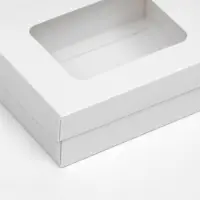 Коробка подарочная складная, упаковка, крышка - дно, с окном, белая, 16.5&times;12.5&times;5.2 см